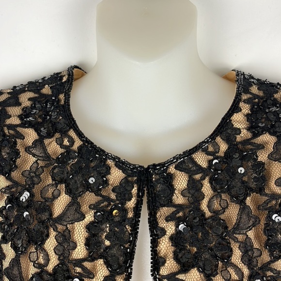 Andretta Donatello Black Lace Sequin Jacket & Tank Top Formal Set 2 Pieces Sz S - Picture 9 of 16